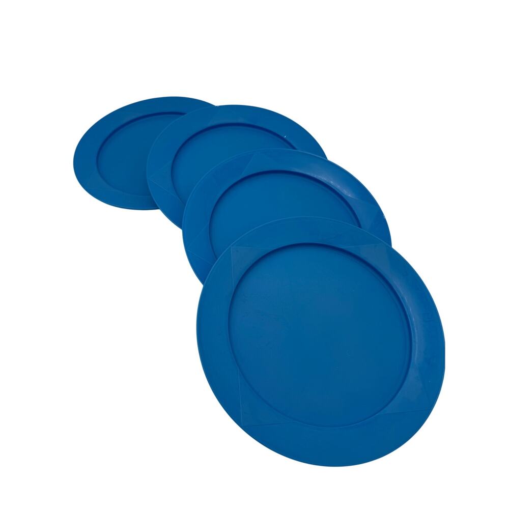 Tupperware Round Dinner Plates 9.5" Set of Four 5547A Series Vintage Blue NOS